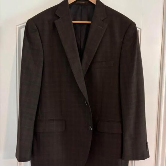 Peter Millar 100% Wool Brown Plaid Jacket - 44R - Picture 1 of 5